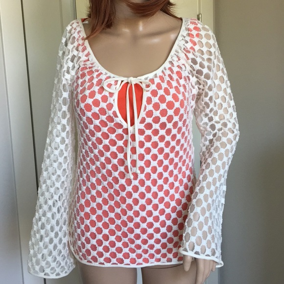 Trina Turk Bell Sleeve Top/Suit Cover Up Med - Picture 3 of 8